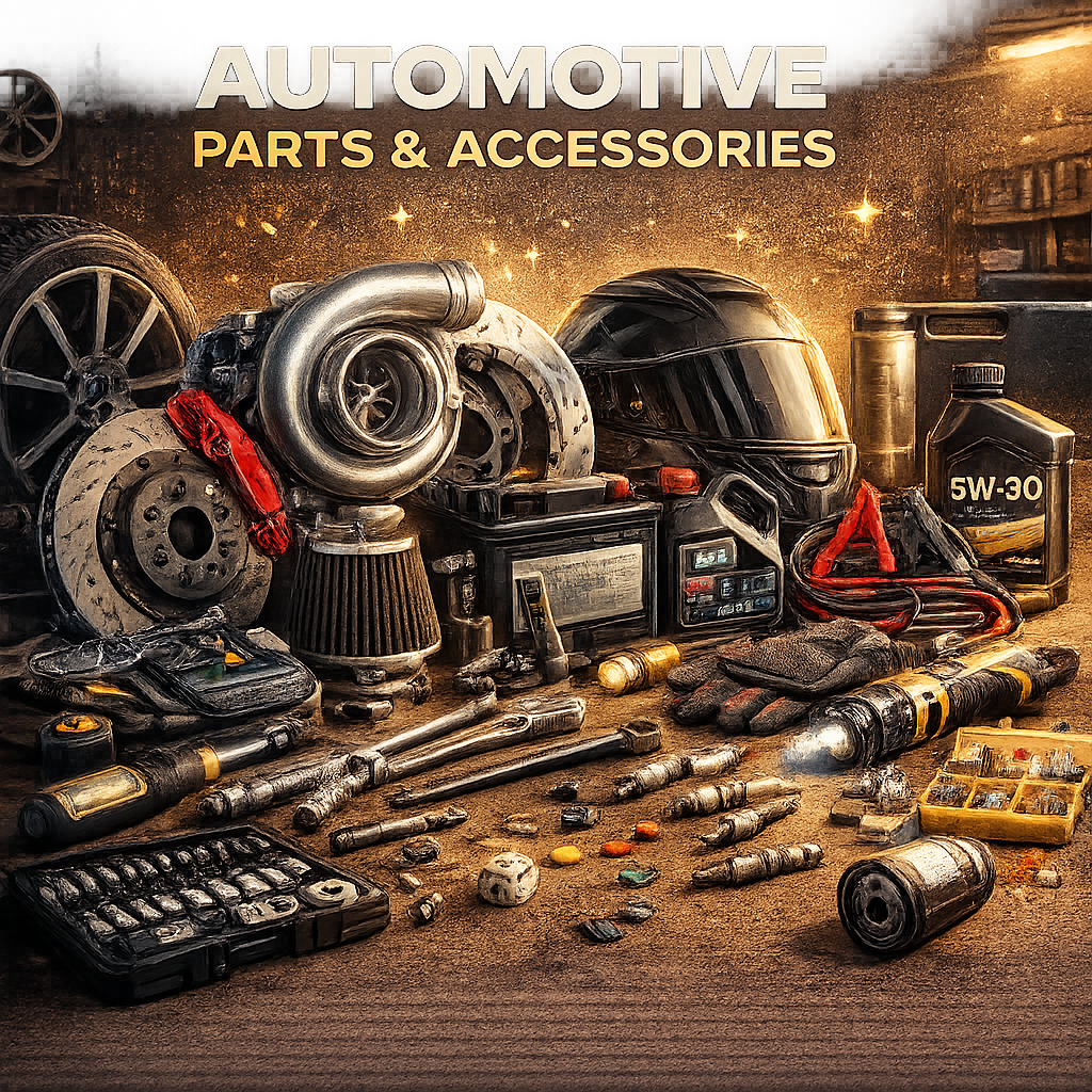 Automotive parts and accessories including surplus auto components, tools, and vehicle accessories