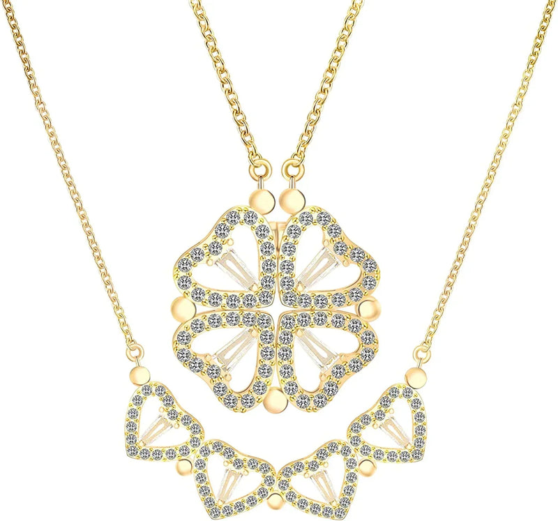 CloverCharm - Heart-Shaped Four Leaf Clover Pendant Necklace