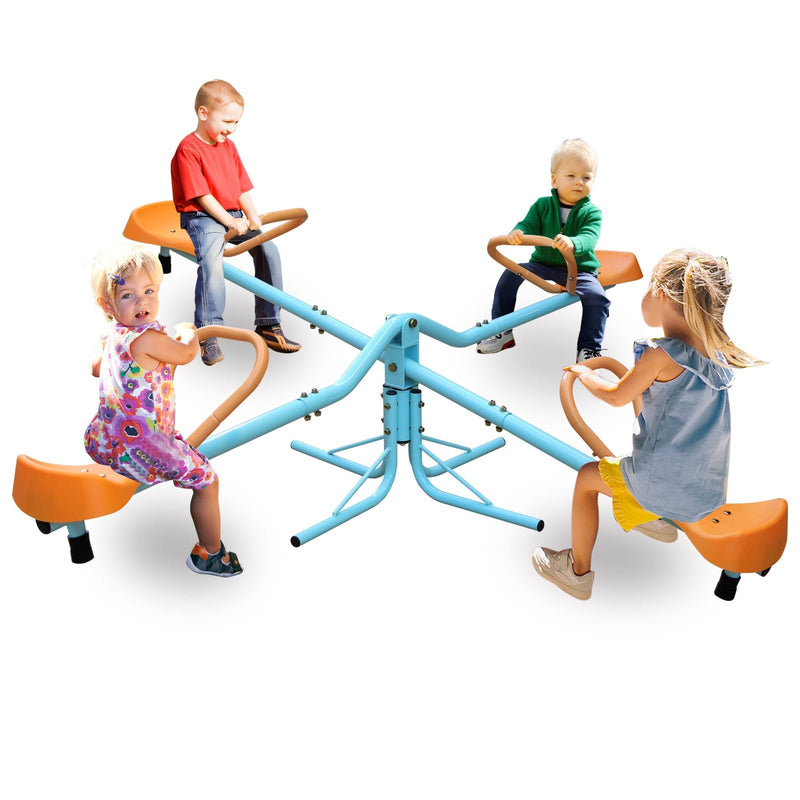 4-Seat Spinning Teeter Totter Seesaw (360° Rotating Outdoor Playground Toy)-2