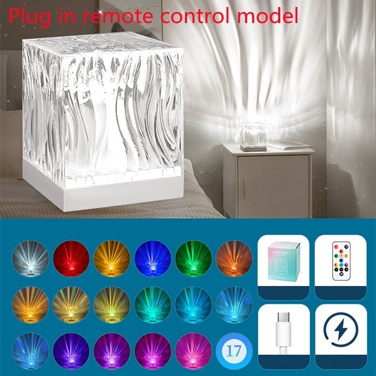 Alunorix LED Water Ripple Ambient Night Light (16-Color Rotating Crystal Projection Lamp)-12