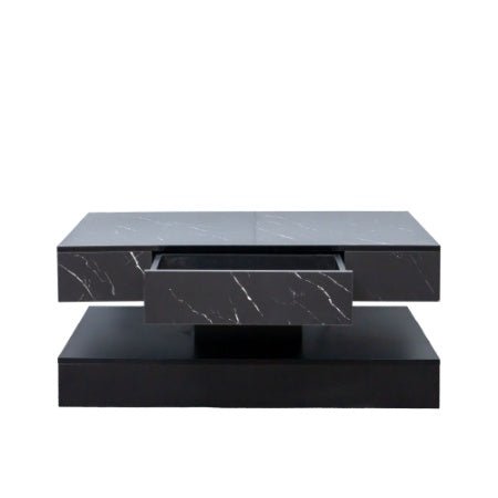 Modern LED Coffee Table with Storage Drawer (RGB Remote Lights, Black/White, 39.37")-8