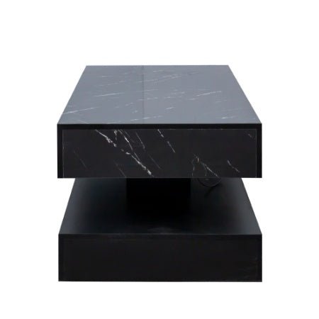 Modern LED Coffee Table with Storage Drawer (RGB Remote Lights, Black/White, 39.37")-6