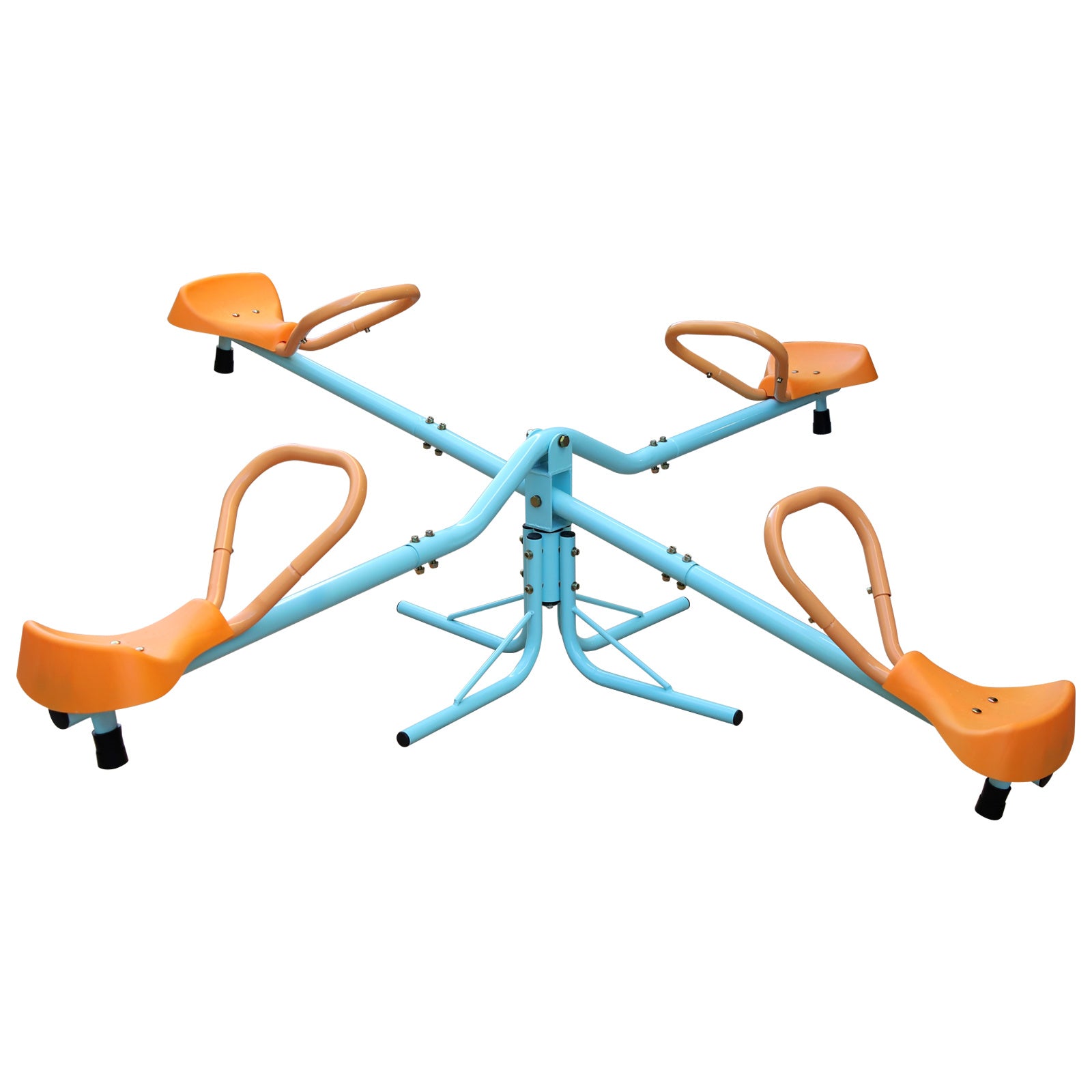 4-Seat Spinning Teeter Totter Seesaw (360° Rotating Outdoor Playground Toy)-4
