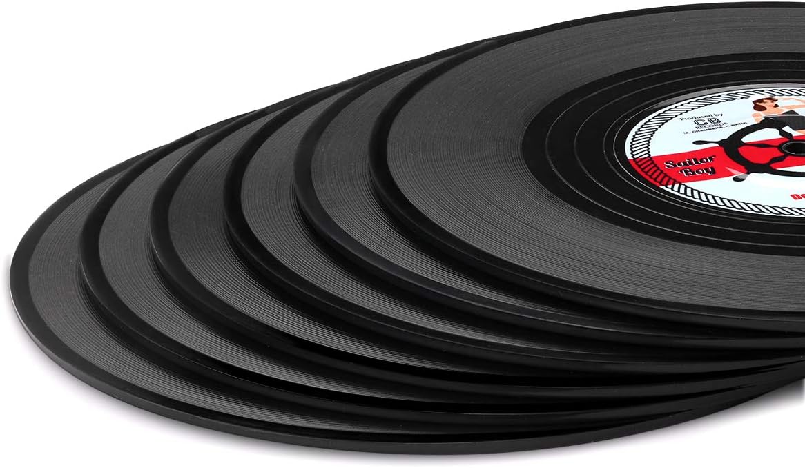 Retro Rockabilly Vinyl Record Coasters – 6-Piece Set | Vintage Drink Coasters for Home, Bar, Coffee Table & Music Lovers-4