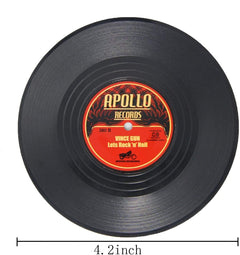 Retro Rockabilly Vinyl Record Coasters – 6-Piece Set | Vintage Drink Coasters for Home, Bar, Coffee Table & Music Lovers-2