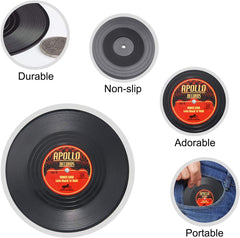 Retro Rockabilly Vinyl Record Coasters – 6-Piece Set | Vintage Drink Coasters for Home, Bar, Coffee Table & Music Lovers-3