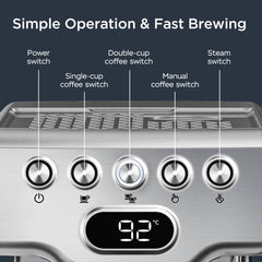 Geek Chef 20 Bar Espresso Machine with Milk Frother – 1.8L, Stainless Steel-6