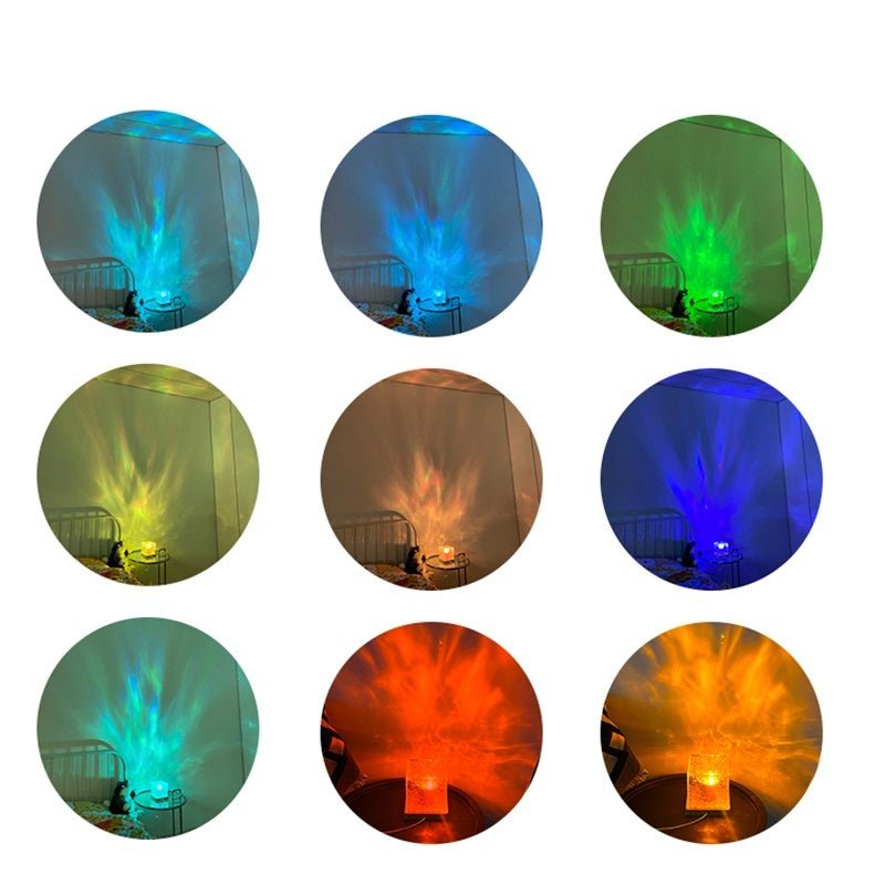 Alunorix LED Water Ripple Ambient Night Light (16-Color Rotating Crystal Projection Lamp)-7