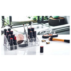 16 compartment cosmetic organizer for lipstick brushes jewelry and accessories