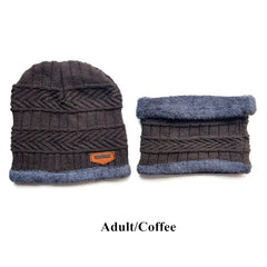 Designer Beanie Hat and Infinity Scarf Set Coffee