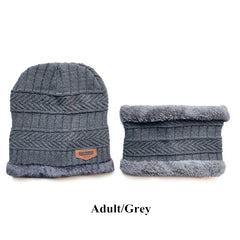 Designer Beanie Hat and Infinity Scarf Set Grey