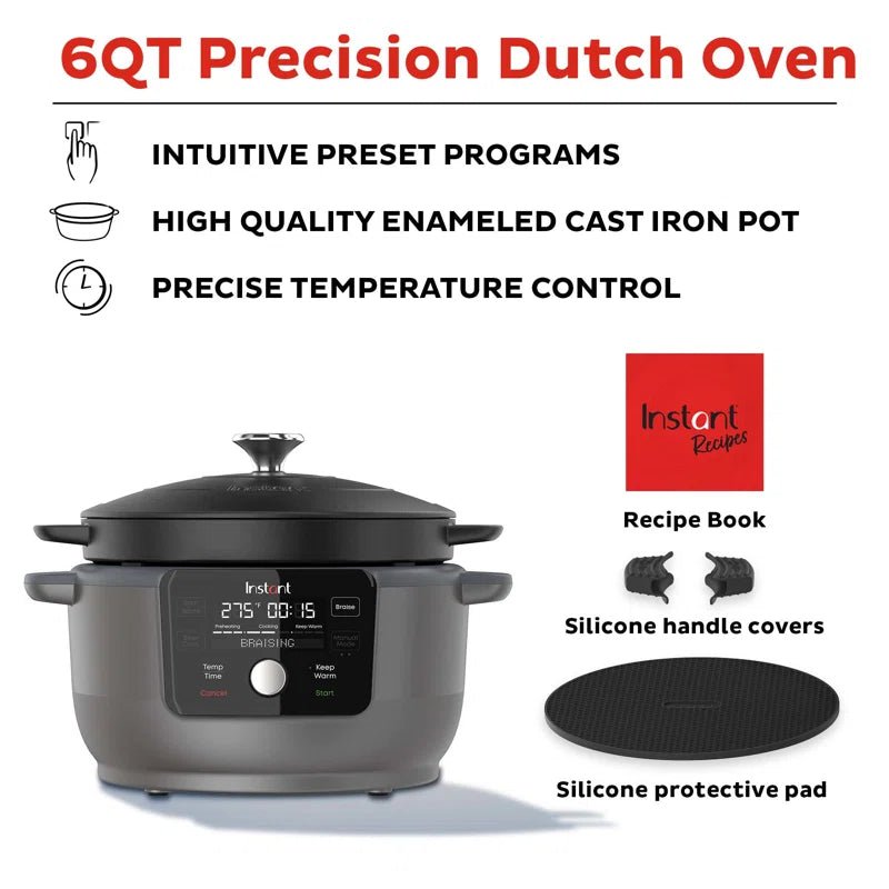Instant Pot Precision 6-Quart Dutch Oven | 5-in-1 Enameled Cast Iron Multi-Cooker for Braising, Searing, Slow Cooking & Table-Ready Serving-7