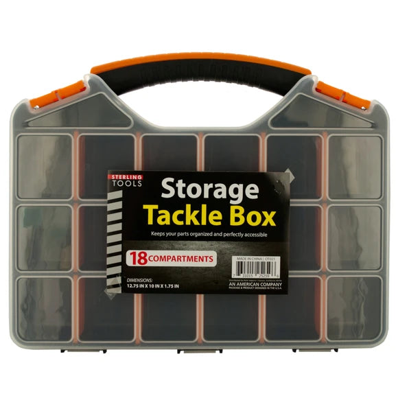 storage tackle box with 18 compartments slim organizer with clear lid