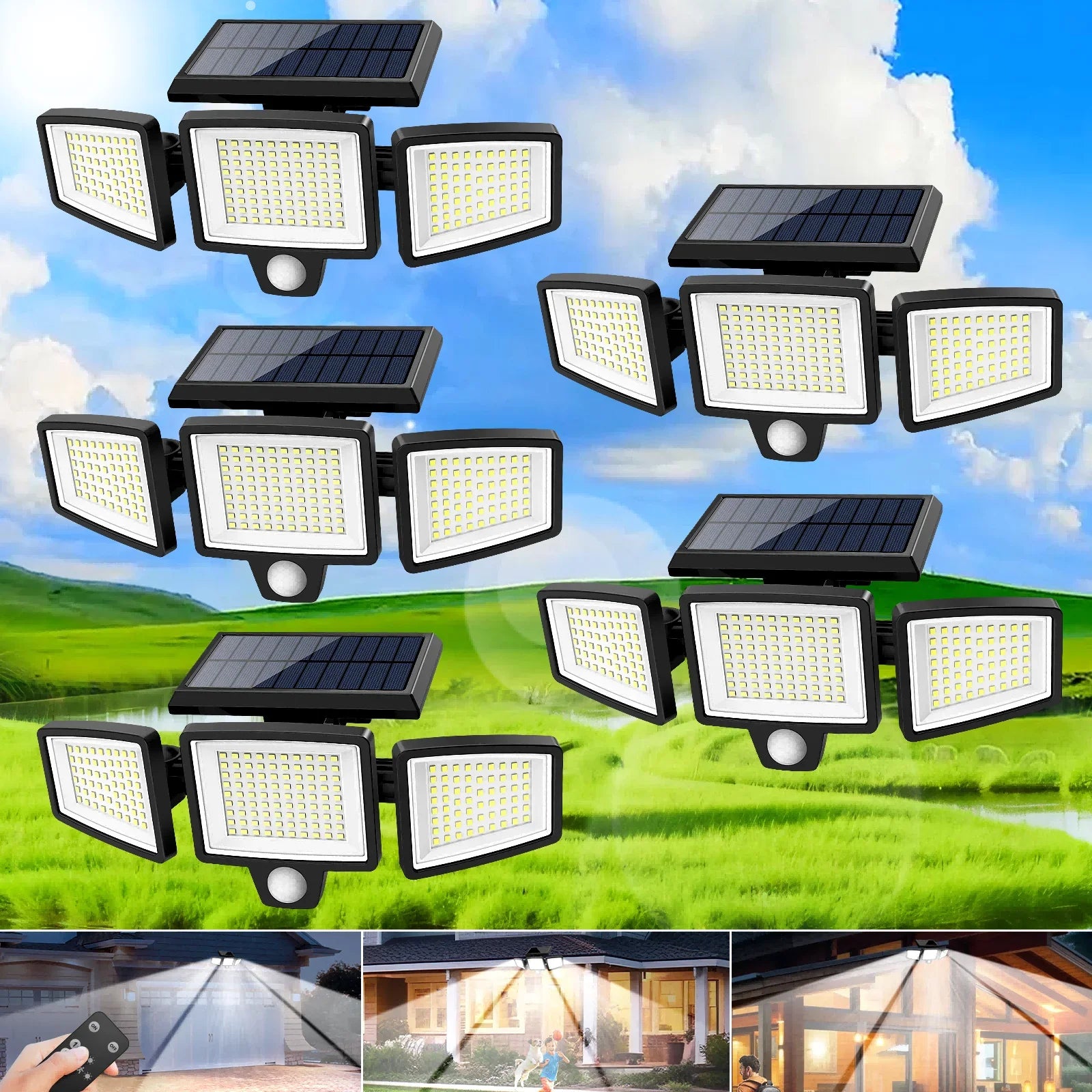 3 Pack Outdoor Solar Lights, Motion Sensor Security Lights for Porch, Garage, Yard Entrance, Patio-17