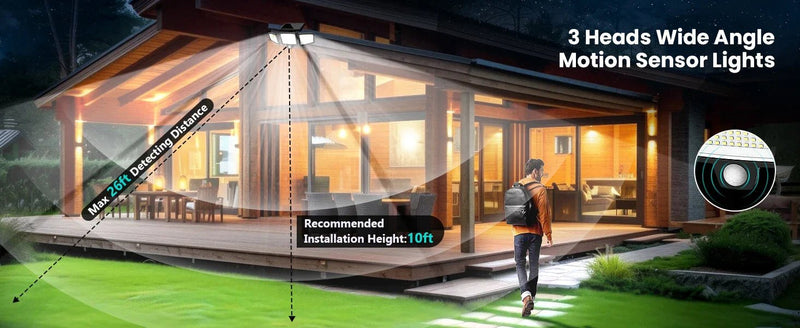 3 Pack Outdoor Solar Lights, Motion Sensor Security Lights for Porch, Garage, Yard Entrance, Patio-11