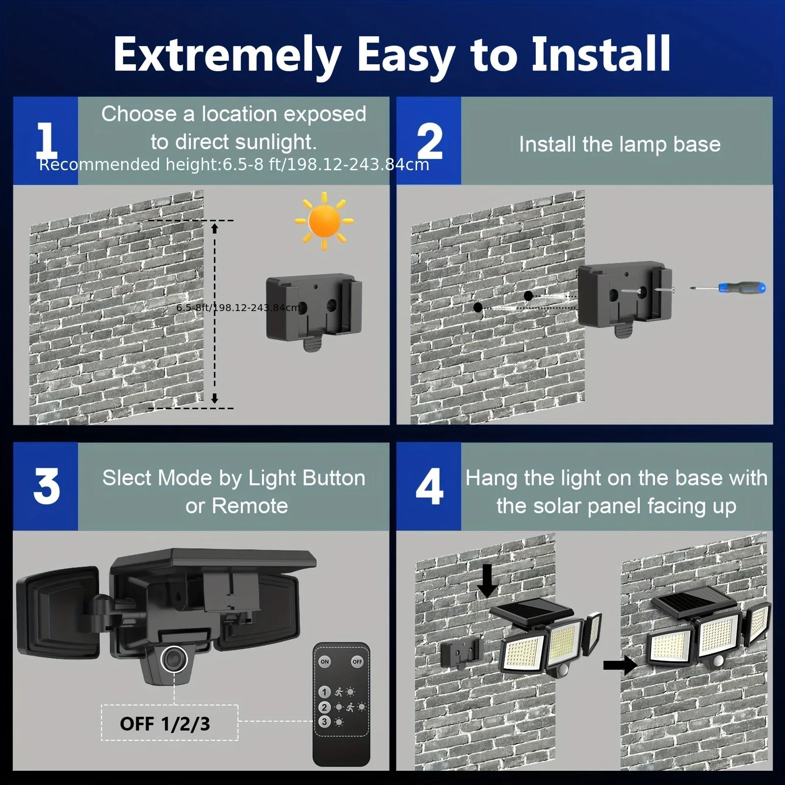 3 Pack Outdoor Solar Lights, Motion Sensor Security Lights for Porch, Garage, Yard Entrance, Patio-4