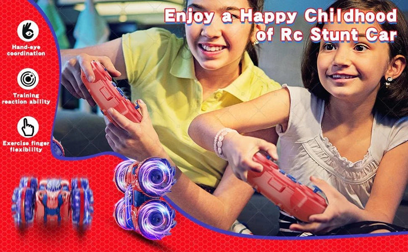 Gesture Sensing RC Stunt Car 360 Degree Rotating Amphibious Hand Gesture Remote Control Car with Lights for Kids Boys Red-5