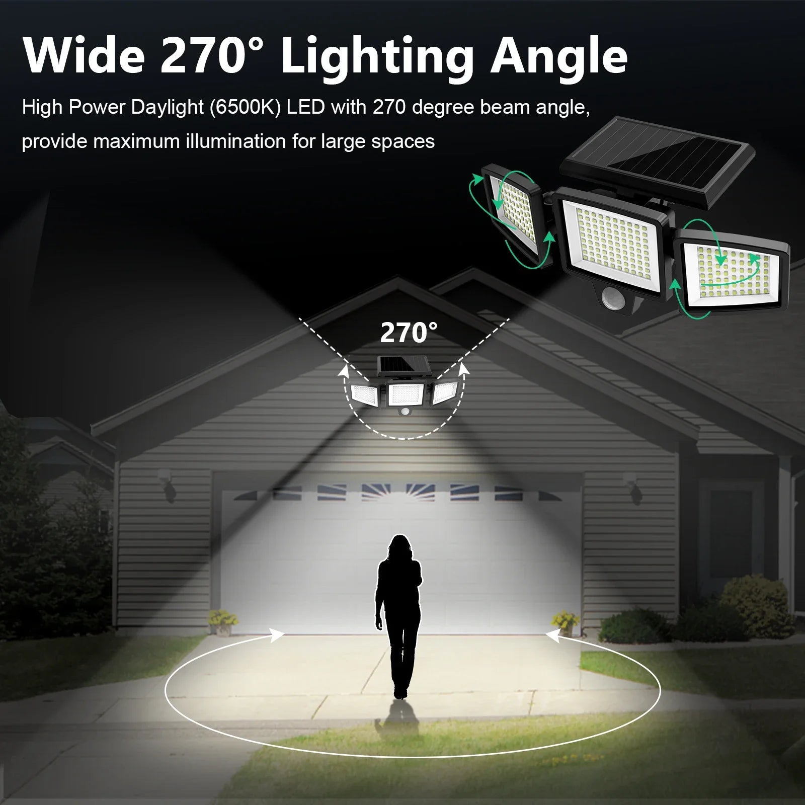 3 Pack Outdoor Solar Lights, Motion Sensor Security Lights for Porch, Garage, Yard Entrance, Patio-6