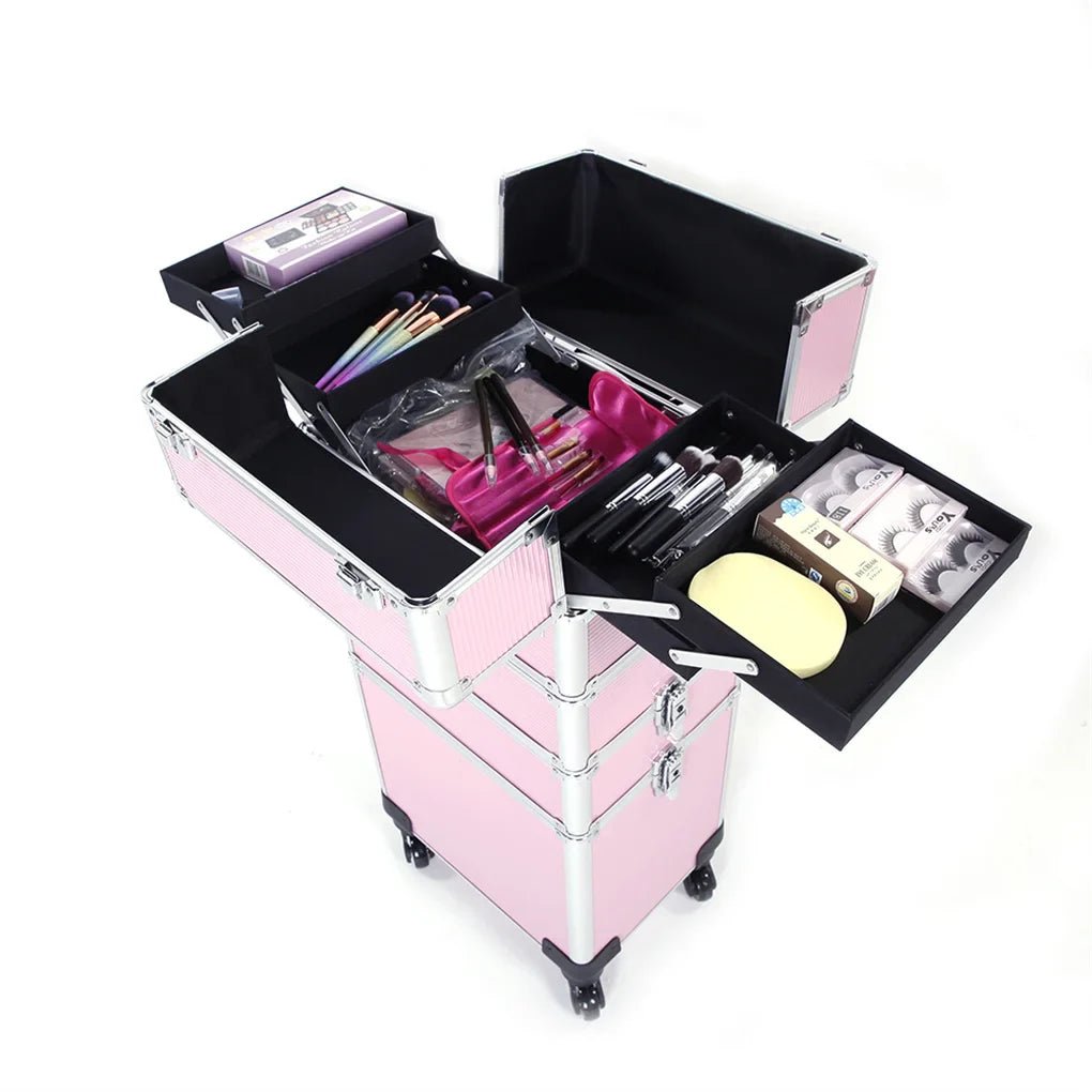 Makeup Trolley Case 4 In 1 With Wheels Lock-4