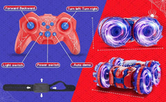 Gesture Sensing RC Stunt Car 360 Degree Rotating Amphibious Hand Gesture Remote Control Car with Lights for Kids Boys Red-2
