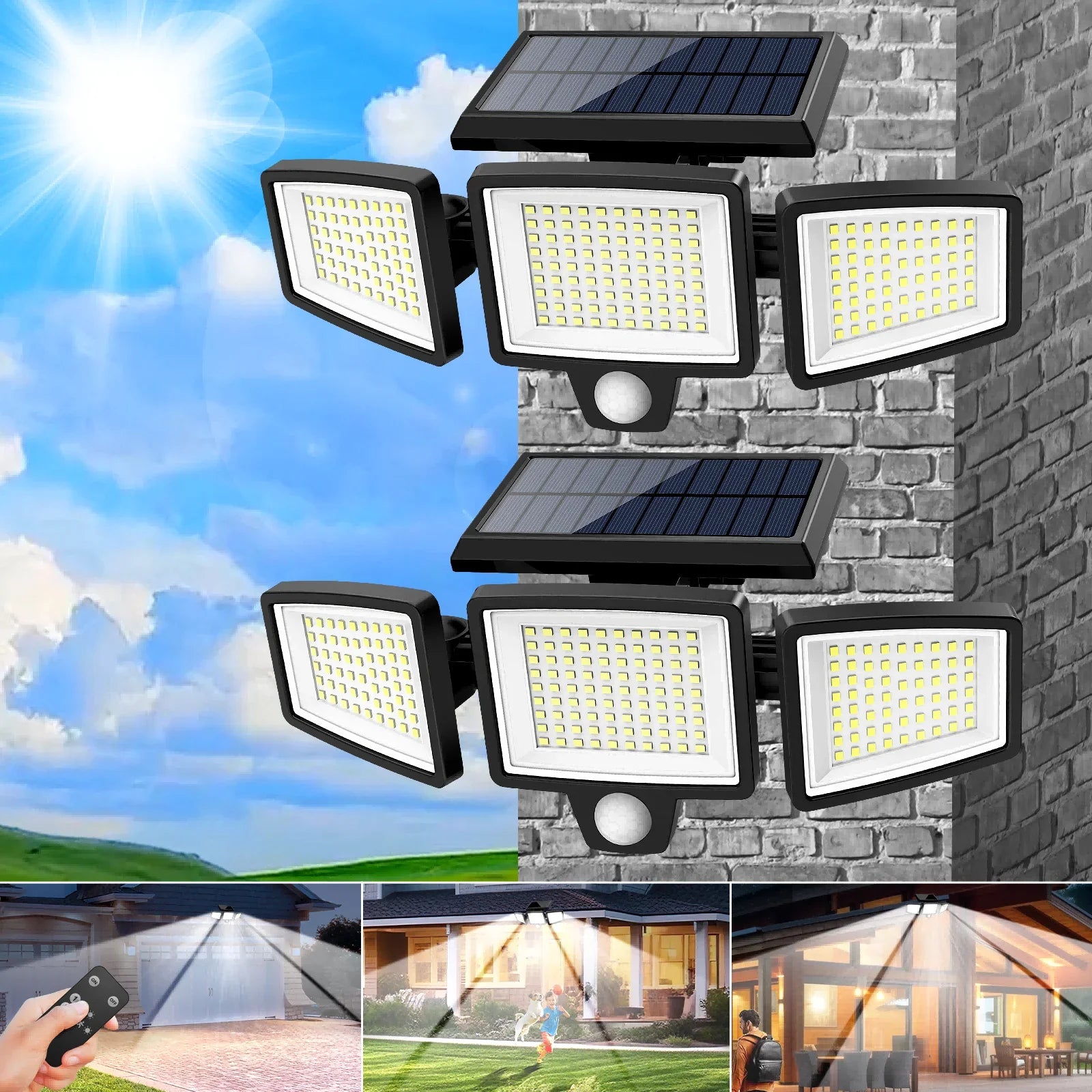 3 Pack Outdoor Solar Lights, Motion Sensor Security Lights for Porch, Garage, Yard Entrance, Patio-18