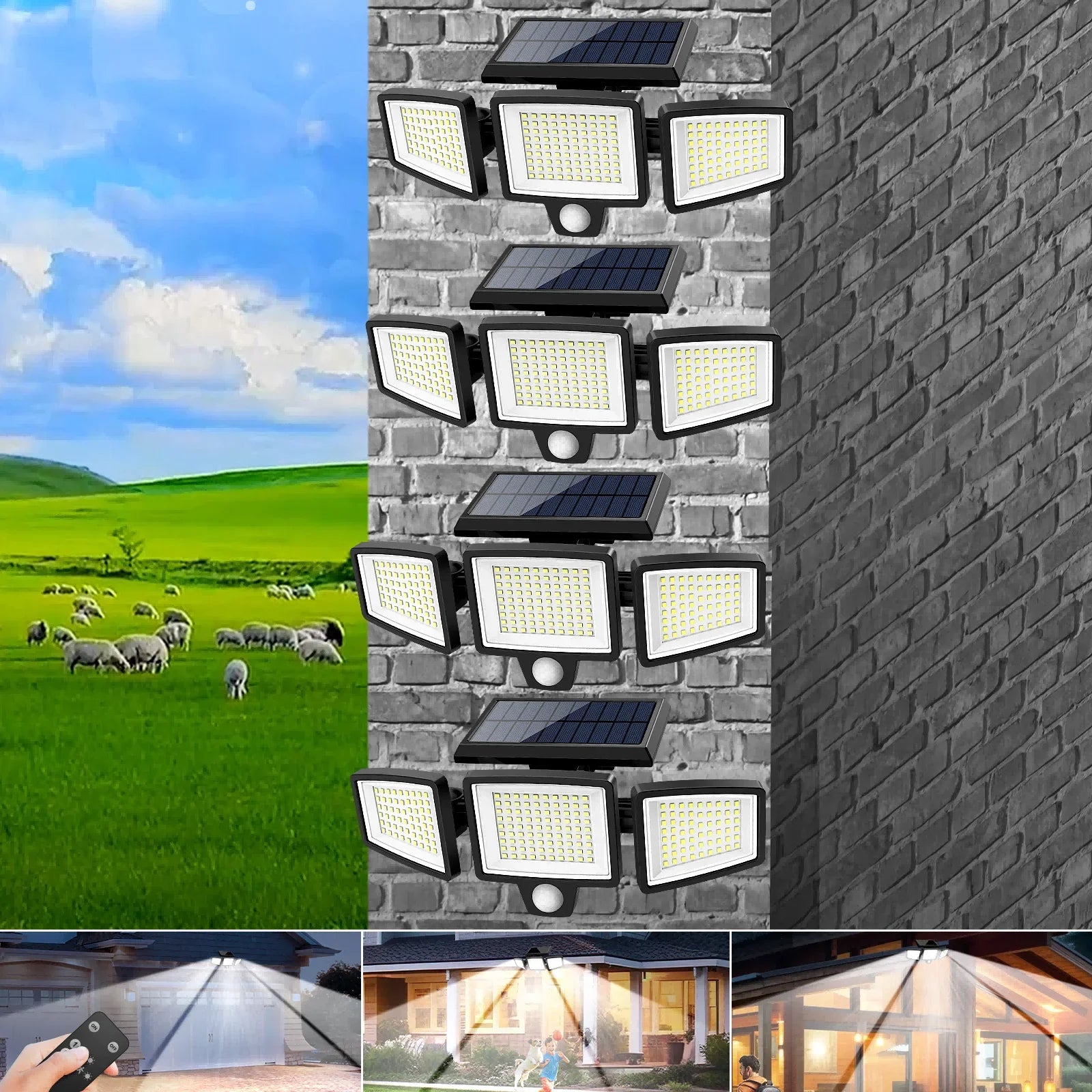 3 Pack Outdoor Solar Lights, Motion Sensor Security Lights for Porch, Garage, Yard Entrance, Patio-16