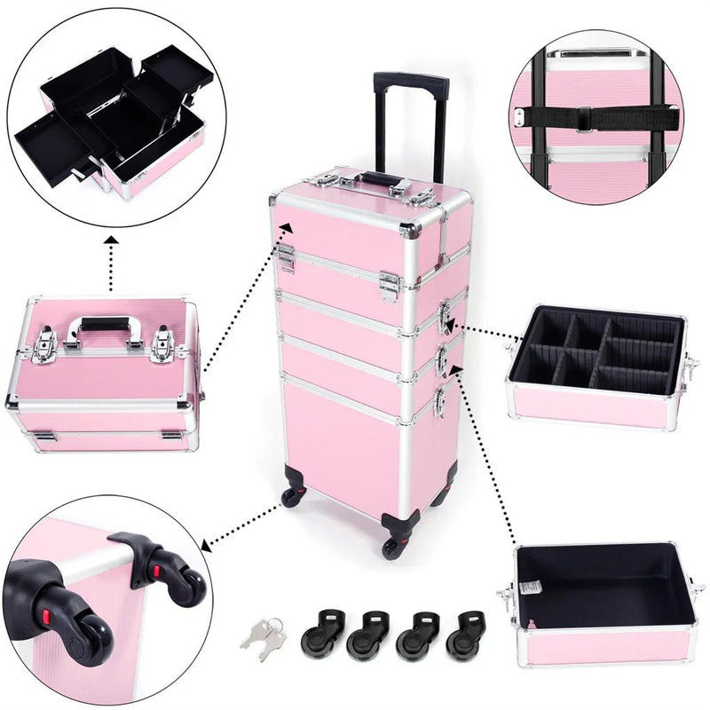 Makeup Trolley Case 4 In 1 With Wheels Lock-3