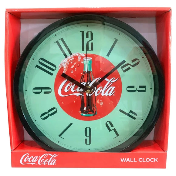 Coca-Cola 10-inch analog wall clock with classic vintage bottle design