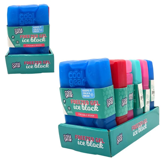 Cool Gear freezer gel ice blocks in assorted colors, reusable ice packs sold in a 6-pack