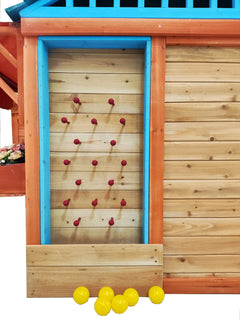 Eco-friendly Outdoor Wooden 4-in-1 Game House for kids garden playhouse with different games on every surface,Solid wood,61.4'Lx45.98'Wx64.17'H-6