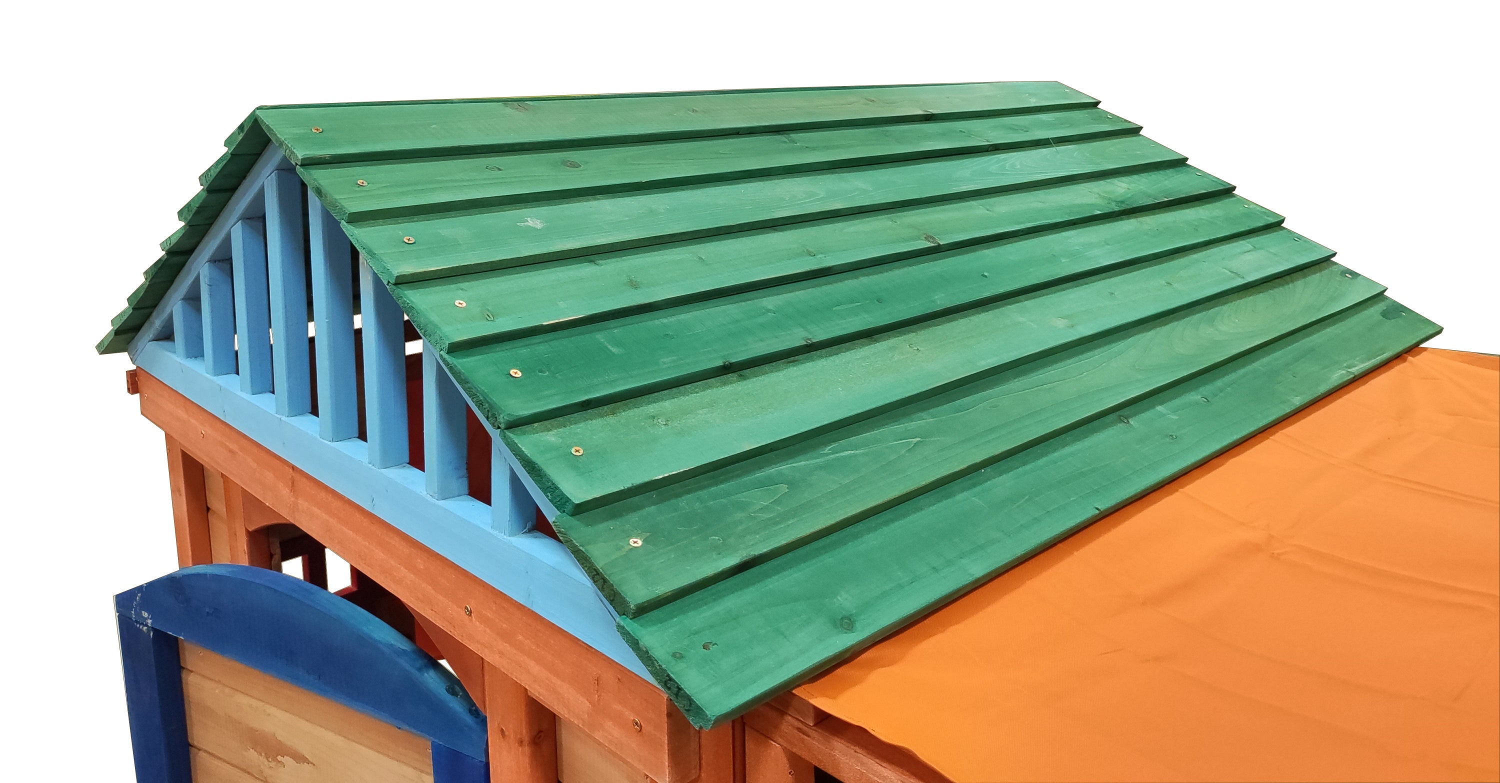 Eco-friendly Outdoor Wooden 4-in-1 Game House for kids garden playhouse with different games on every surface,Solid wood,61.4'Lx45.98'Wx64.17'H-8