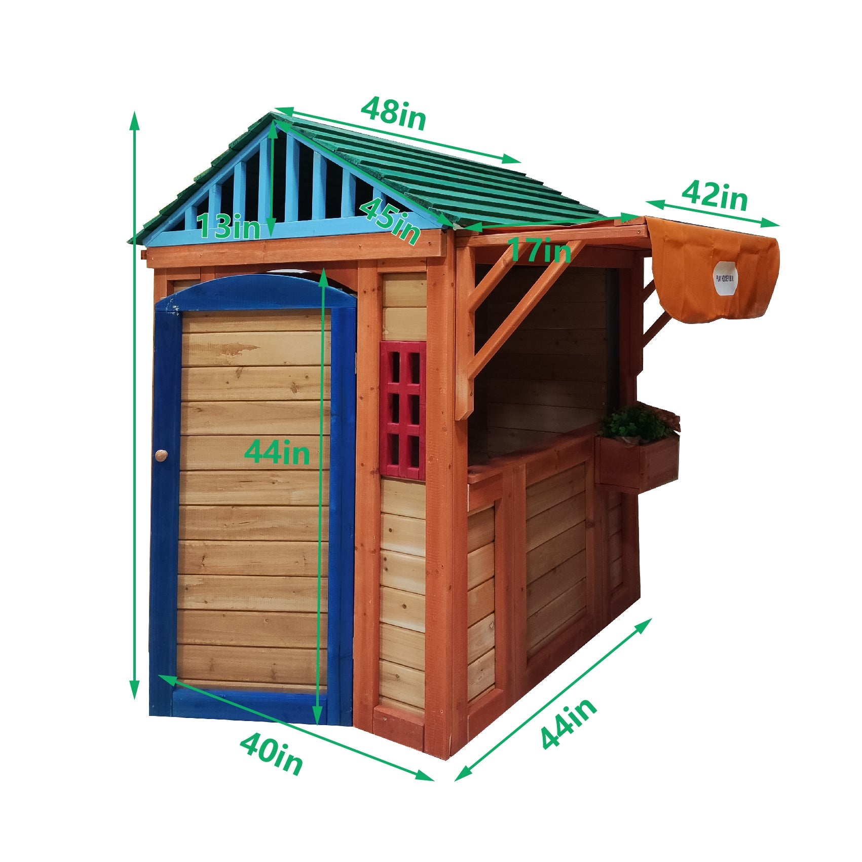 Eco-friendly Outdoor Wooden 4-in-1 Game House for kids garden playhouse with different games on every surface,Solid wood,61.4'Lx45.98'Wx64.17'H-9