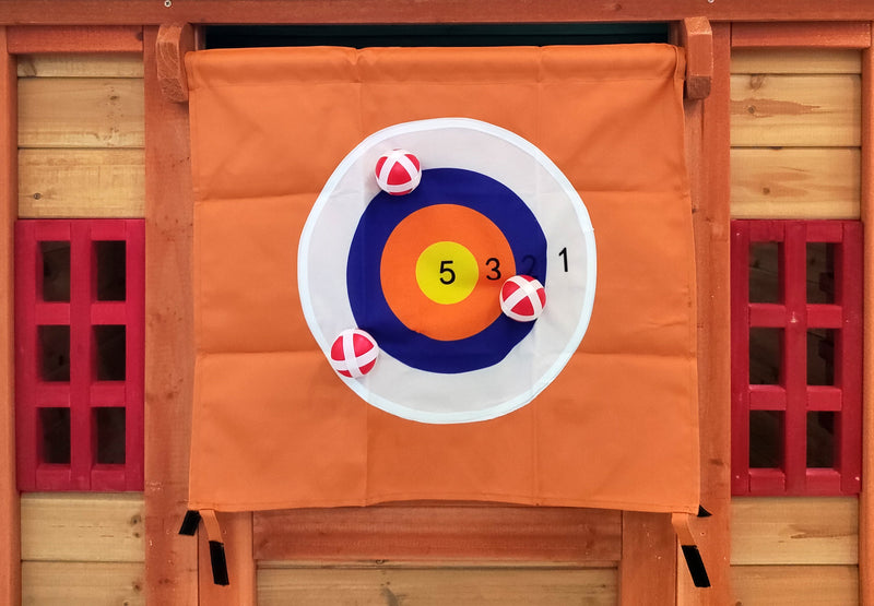 Eco-friendly Outdoor Wooden 4-in-1 Game House for kids garden playhouse with different games on every surface,Solid wood,61.4'Lx45.98'Wx64.17'H-7