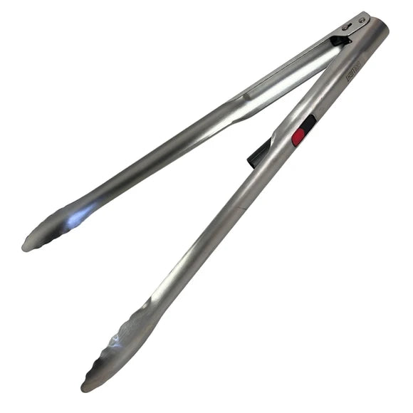 GRILLIGHT stainless steel grilling tongs and slotted spatula with built-in LED lights