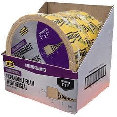 MD Expandable Foam Weatherseal 1 inch x 13 ft strip case pack of 6 rolls for sealing door and window gaps