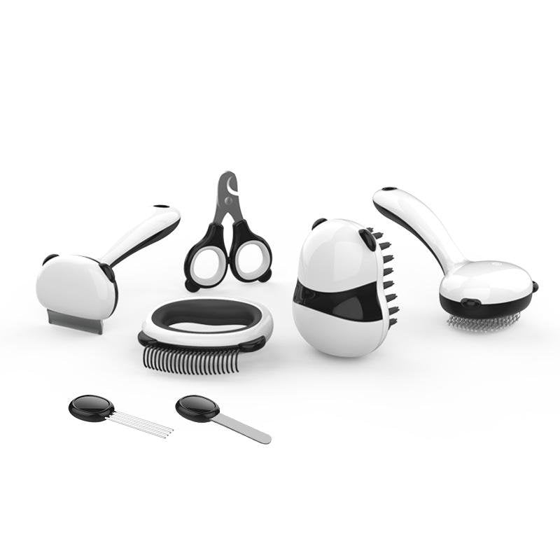 complete pet grooming tool set including deshedding tool, nail clippers, massage brush, and grooming combs