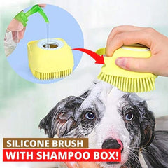 2-pack silicone pet bath brush with shampoo dispenser for washing and grooming dogs and cats