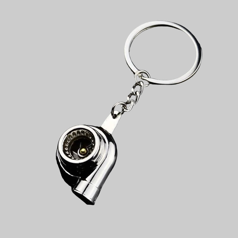 metal turbo keychain with real spinning fan car culture key accessory